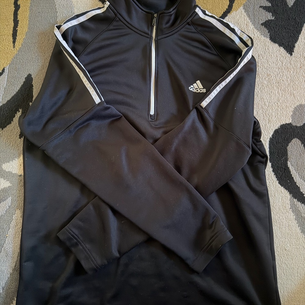 Adidas Black and White Quarter-Zip Top